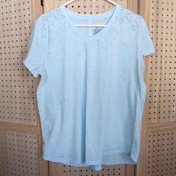 Tek Gear Aqua, Cotton Poly, v-neck t-shirt, size XL - Picture 1 of 9